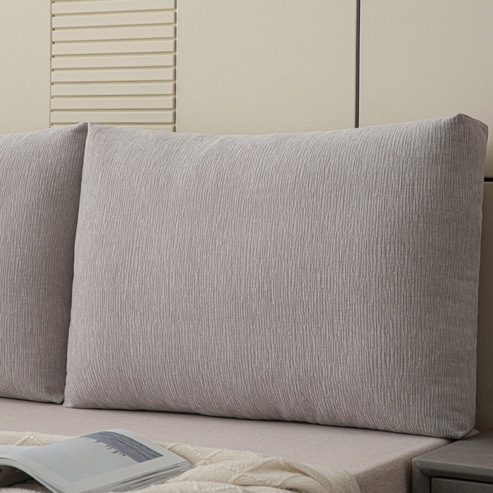 91家纺网 家纺一手货源 找家纺 美达人 2025新款珍珠棉雪尼尔立体面包靠背床头靠垫大靠背沙发抱枕飘窗阳台靠枕 雪尼尔-立体面包-浅灰