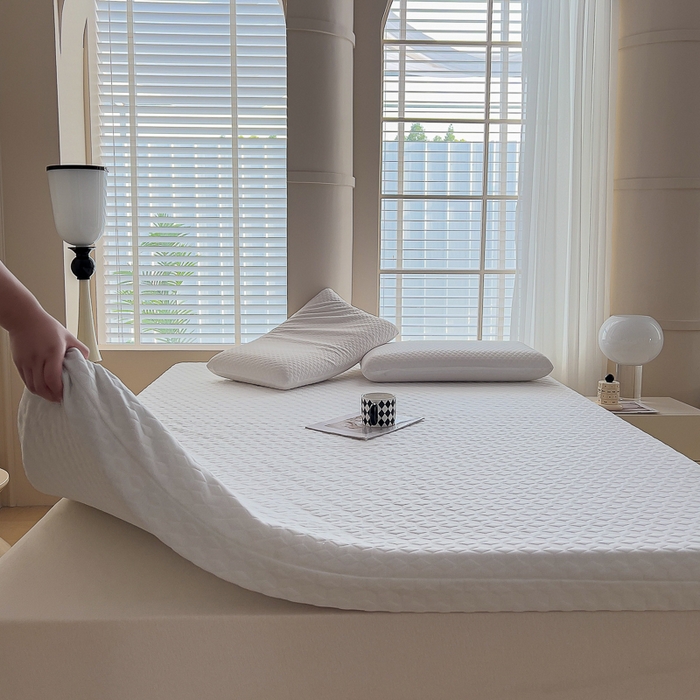 91家纺网 家纺一手货源 找家纺 MOA生态床垫 2025新款针织乳胶床垫 水立方-5cm