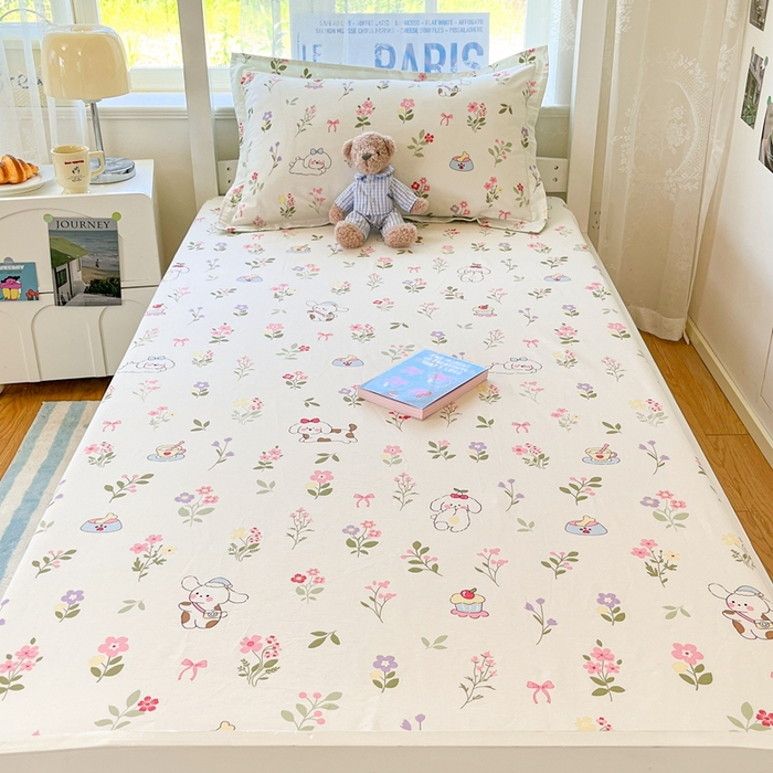 91家纺网 家纺一手货源 找家纺 （总）莱通家纺 2025春夏新款12868纯棉印花学生单床笠 床笠单件（商家提供买家秀）