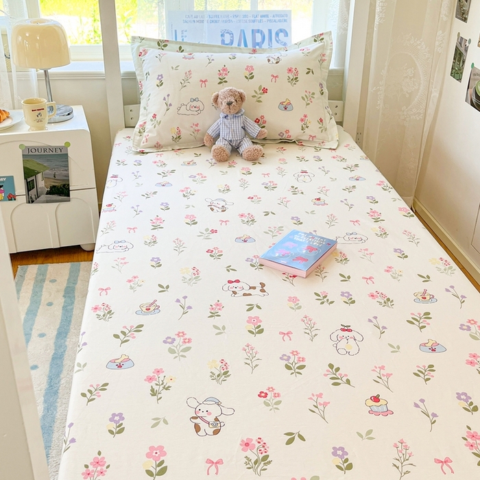 91家纺网 家纺一手货源 找家纺 （总）莱通家纺 2025春夏新款12868纯棉印花学生单床笠 床笠单件（商家提供买家秀）