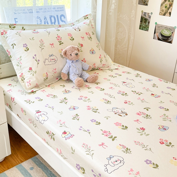 91家纺网 家纺一手货源 找家纺 （总）莱通家纺 2025春夏新款12868纯棉印花学生单床笠 床笠单件（商家提供买家秀）