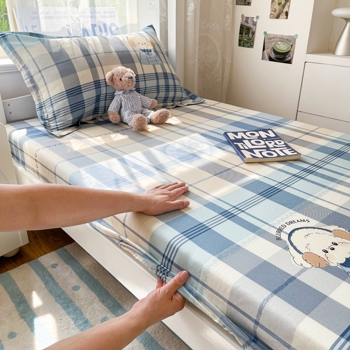 91家纺网 家纺一手货源 找家纺 （总）莱通家纺 2025春夏新款12868纯棉印花学生单床笠 床笠单件（商家提供买家秀）