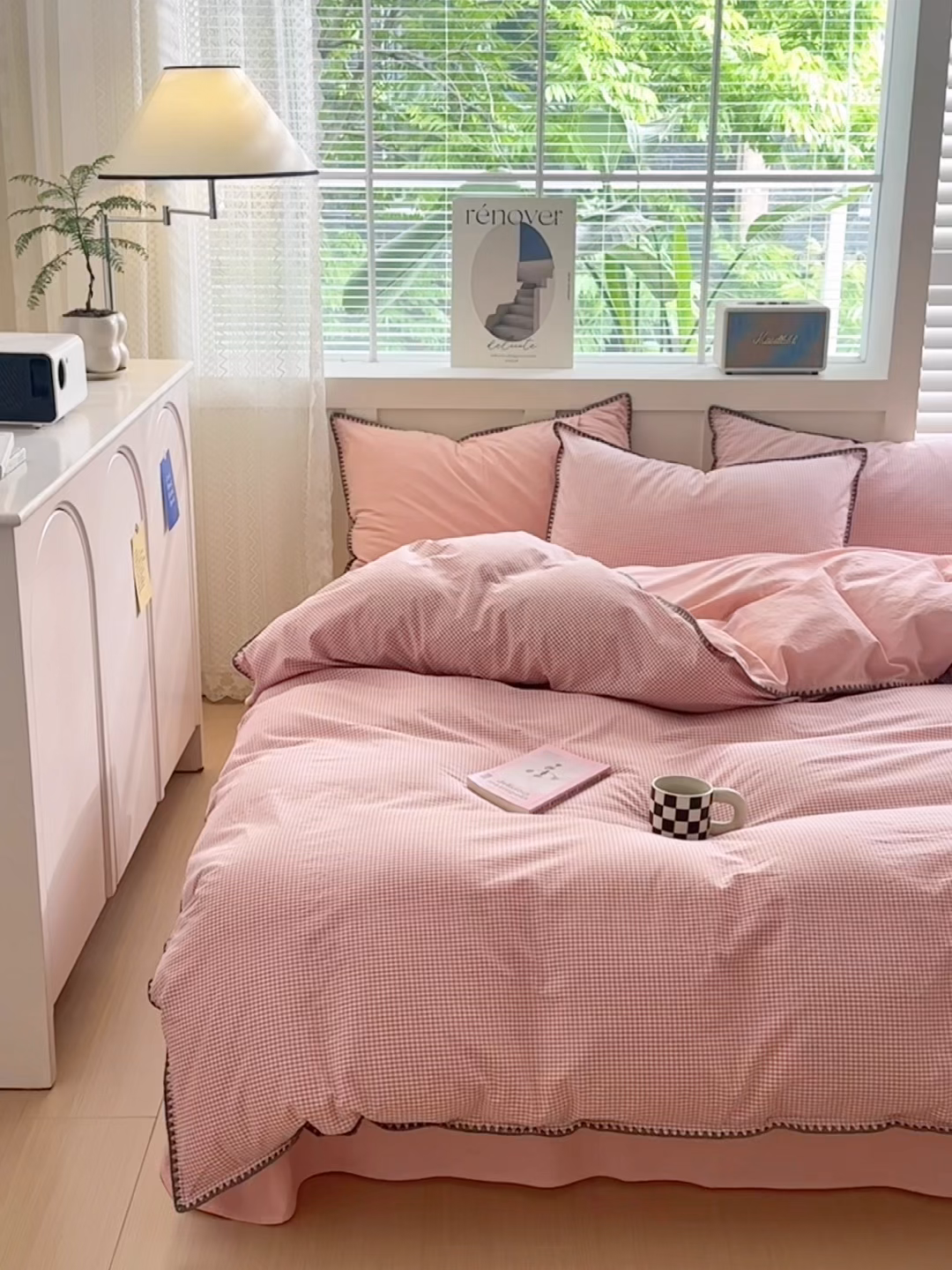 91家纺网 家纺一手货源 找家纺 晚依家纺 2025新款A类全棉色织水洗棉被套单件格子条纹四件套学生宿舍被罩三件套定制定做 遇见-蜜粉
