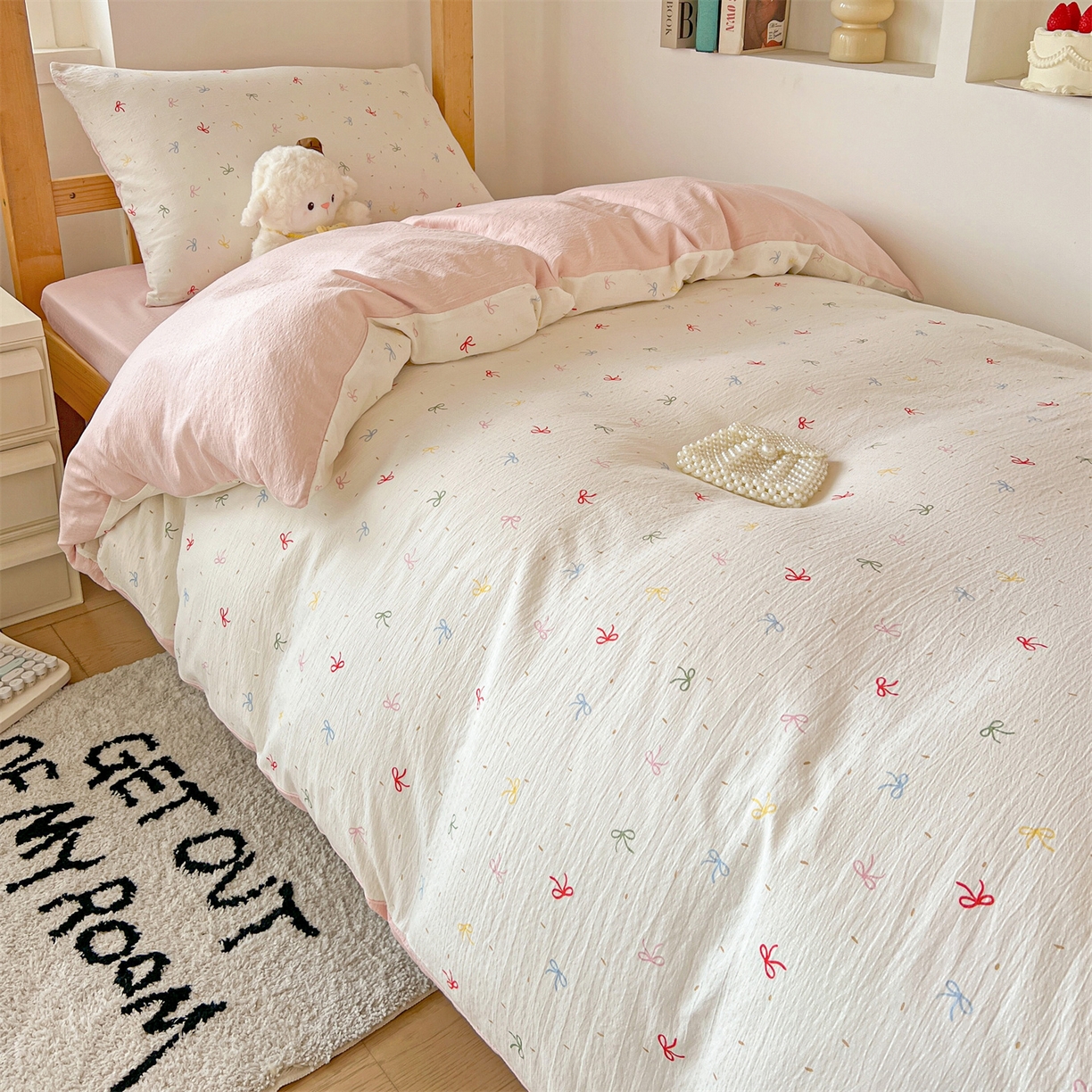 91家纺网 家纺一手货源 找家纺 （总）名兮家居 2025新款皱皱棉学生床宿舍上下铺三件套六件套