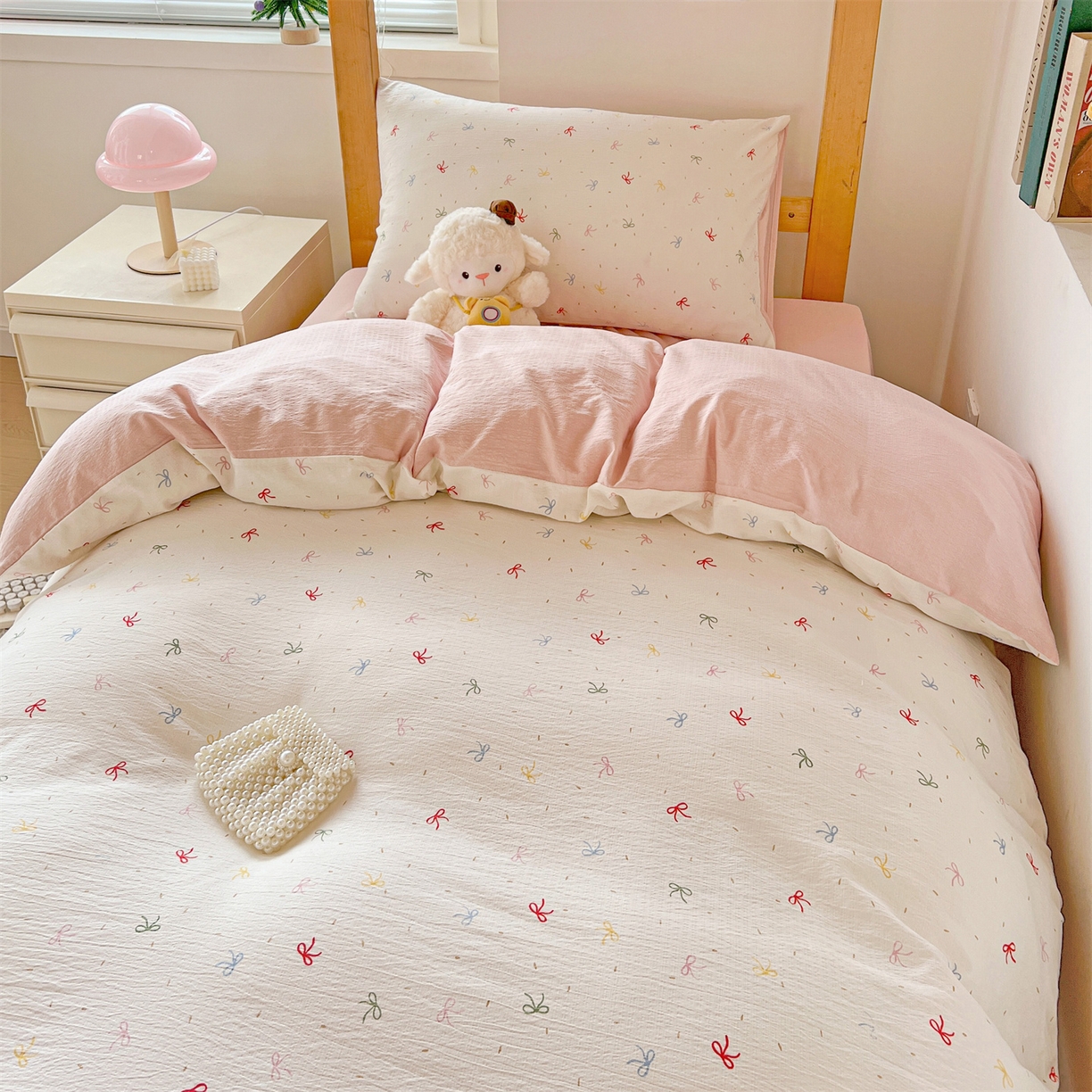 91家纺网 家纺一手货源 找家纺 （总）名兮家居 2025新款皱皱棉学生床宿舍上下铺三件套六件套