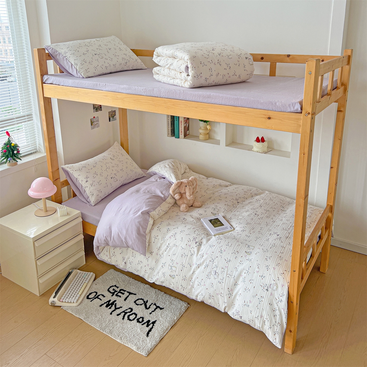 91家纺网 家纺一手货源 找家纺 名兮家居 2025新款皱皱棉学生床宿舍上下铺三件套六件套 蜜芽兔