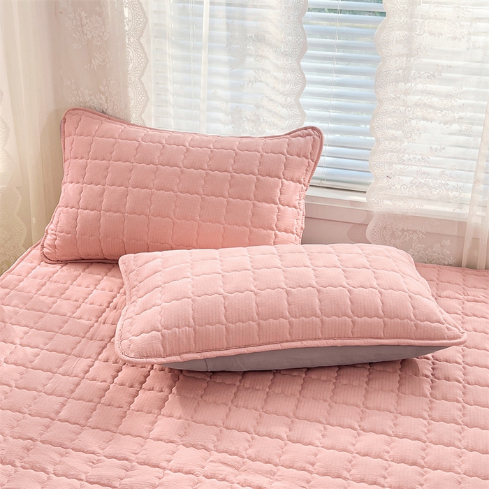 梦舒羽 2025新款云感双层纱夹棉枕套宿舍单人枕芯套一对装加厚枕头套 告白粉