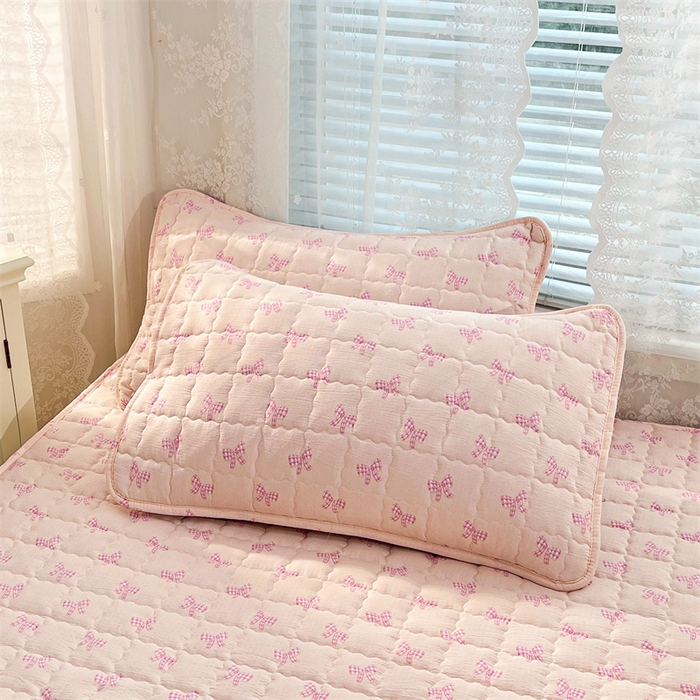 91家纺网 家纺一手货源 找家纺 梦舒羽 2025新款云感双层纱夹棉枕套宿舍单人枕芯套一对装加厚枕头套 少女物语