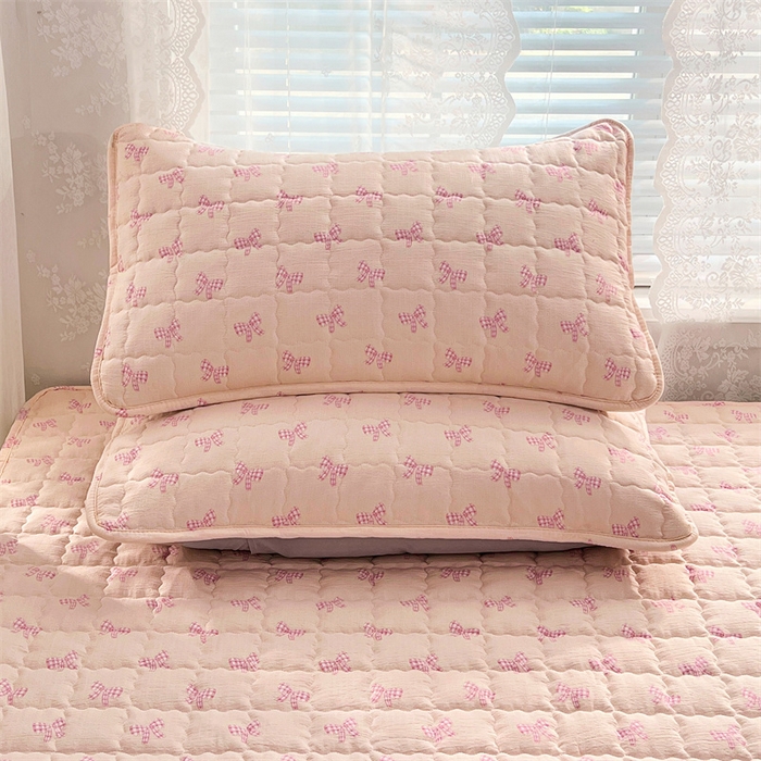 91家纺网 家纺一手货源 找家纺 梦舒羽 2025新款云感双层纱夹棉枕套宿舍单人枕芯套一对装加厚枕头套 少女物语