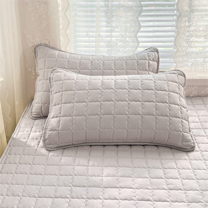 91家纺网 家纺一手货源 找家纺 梦舒羽 2025新款云感双层纱夹棉枕套宿舍单人枕芯套一对装加厚枕头套 梦境灰