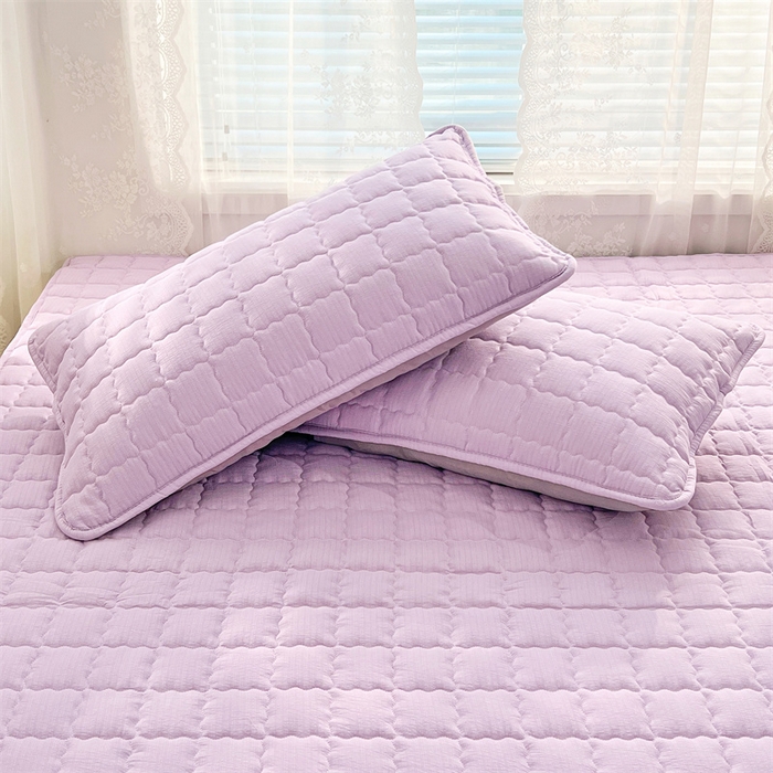 91家纺网 家纺一手货源 找家纺 梦舒羽 2025新款云感双层纱夹棉枕套宿舍单人枕芯套一对装加厚枕头套 暮山紫