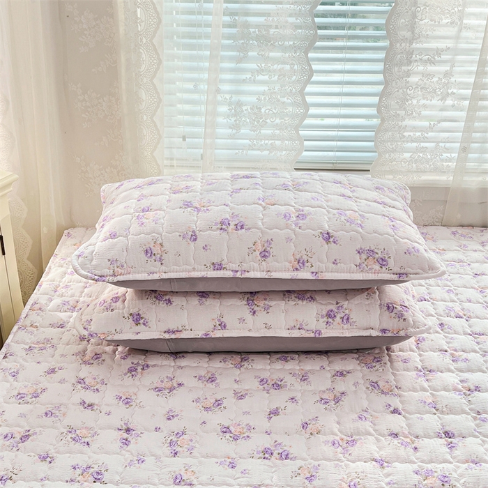 91家纺网 家纺一手货源 找家纺 梦舒羽 2025新款云感双层纱夹棉枕套宿舍单人枕芯套一对装加厚枕头套 紫薇花园