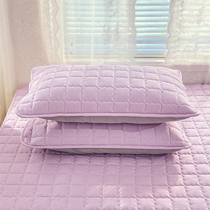 91家纺网 家纺一手货源 找家纺 梦舒羽 2025新款云感双层纱夹棉枕套宿舍单人枕芯套一对装加厚枕头套 暮山紫