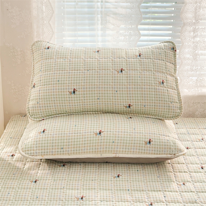 91家纺网 家纺一手货源 找家纺 梦舒羽 2025新款云感双层纱夹棉枕套宿舍单人枕芯套一对装加厚枕头套 快乐逐梦