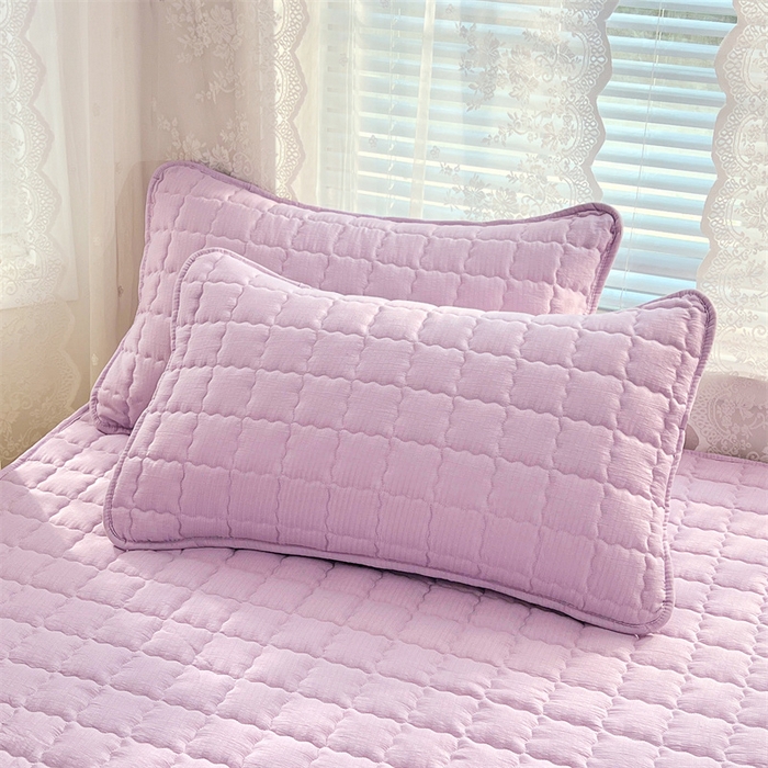 91家纺网 家纺一手货源 找家纺 梦舒羽 2025新款云感双层纱夹棉枕套宿舍单人枕芯套一对装加厚枕头套 暮山紫