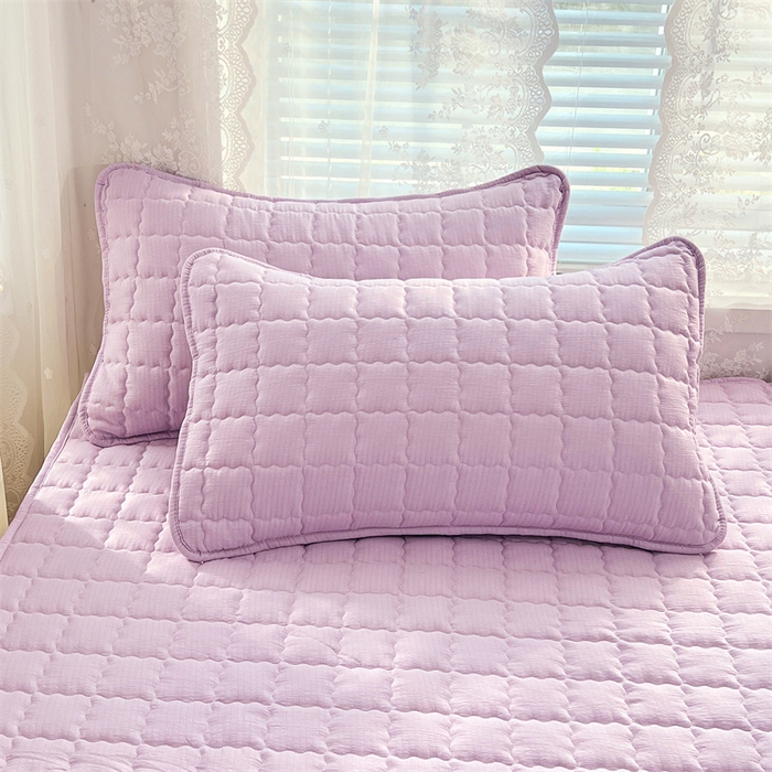 91家纺网 家纺一手货源 找家纺 梦舒羽 2025新款云感双层纱夹棉枕套宿舍单人枕芯套一对装加厚枕头套 暮山紫