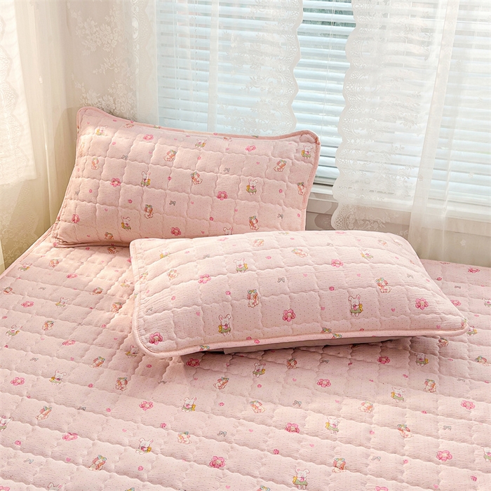 梦舒羽 2025新款云感双层纱夹棉枕套宿舍单人枕芯套一对装加厚枕头套 花田小兔