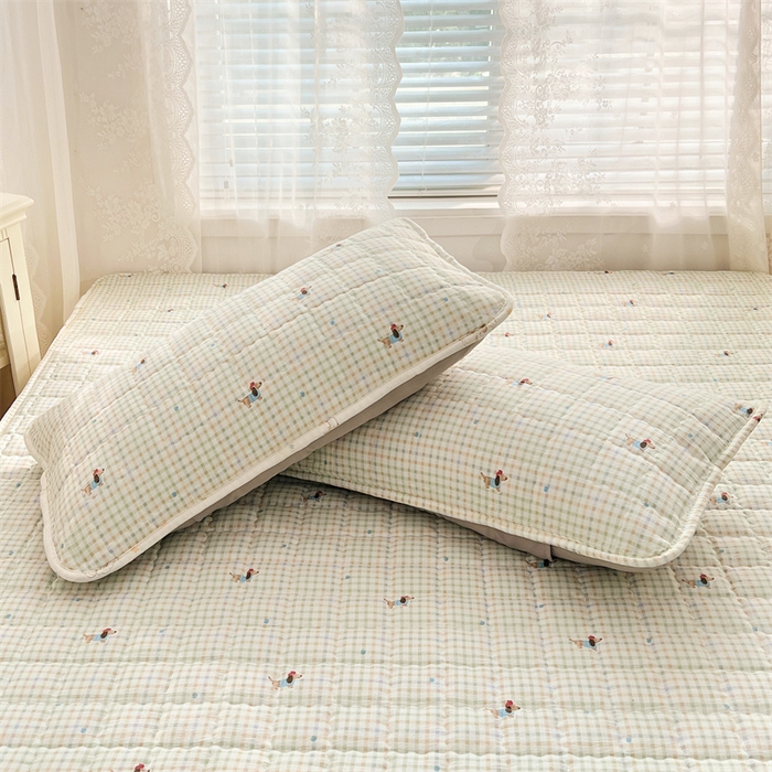 91家纺网 家纺一手货源 找家纺 梦舒羽 2025新款云感双层纱夹棉枕套宿舍单人枕芯套一对装加厚枕头套 快乐逐梦