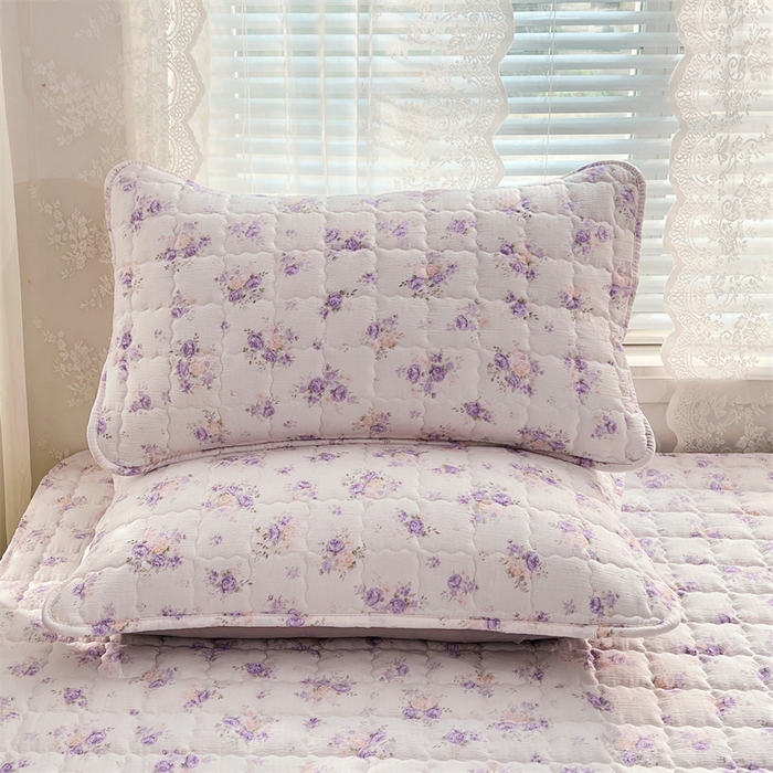 91家纺网 家纺一手货源 找家纺 梦舒羽 2025新款云感双层纱夹棉枕套宿舍单人枕芯套一对装加厚枕头套 紫薇花园