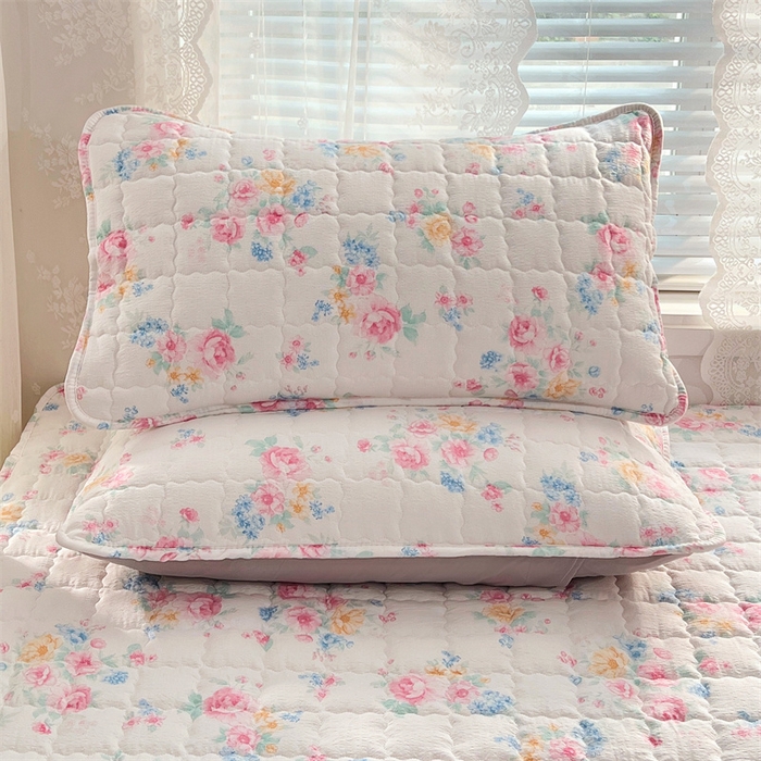 91家纺网 家纺一手货源 找家纺 梦舒羽 2025新款云感双层纱夹棉枕套宿舍单人枕芯套一对装加厚枕头套 朝花夕拾