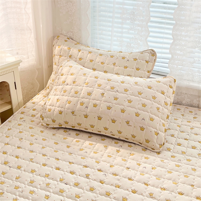 91家纺网 家纺一手货源 找家纺 梦舒羽 2025新款云感双层纱夹棉枕套宿舍单人枕芯套一对装加厚枕头套 小皇冠