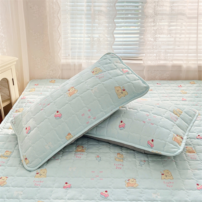 91家纺网 家纺一手货源 找家纺 梦舒羽 2025新款云感双层纱夹棉枕套宿舍单人枕芯套一对装加厚枕头套 甜心小狗