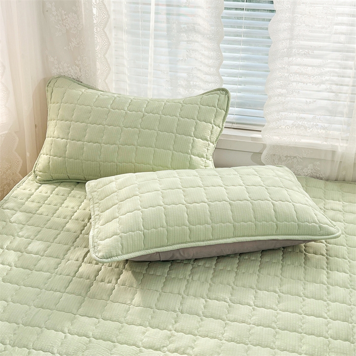 梦舒羽 2025新款云感双层纱夹棉枕套宿舍单人枕芯套一对装加厚枕头套 抹茶绿