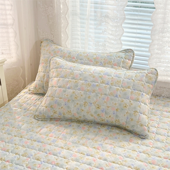 91家纺网 家纺一手货源 找家纺 梦舒羽 2025新款云感双层纱夹棉枕套宿舍单人枕芯套一对装加厚枕头套 春日初见