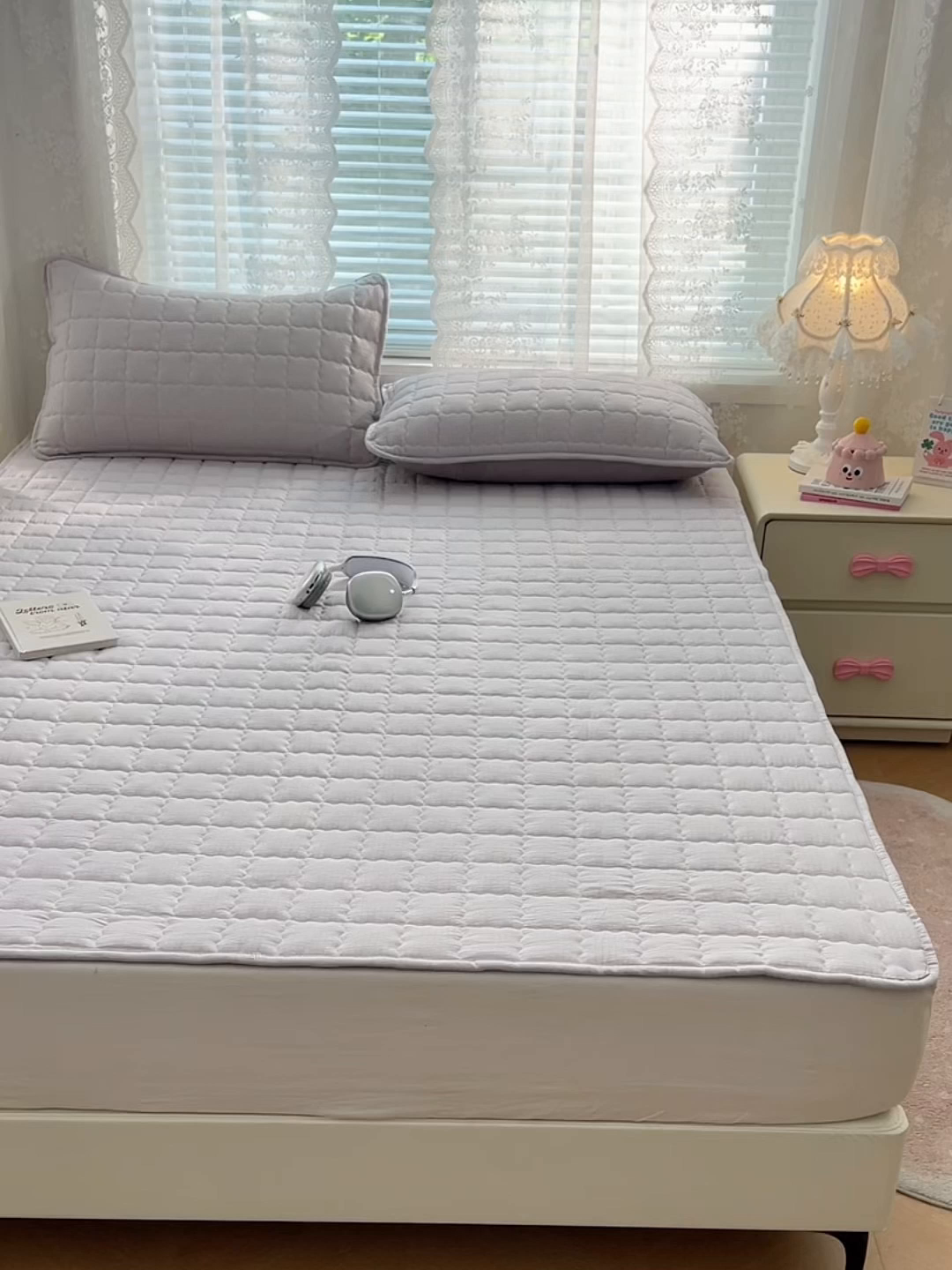 91家纺网 家纺一手货源 找家纺 梦舒羽 2025新款云感双层纱夹棉枕套宿舍单人枕芯套一对装加厚枕头套 梦境灰