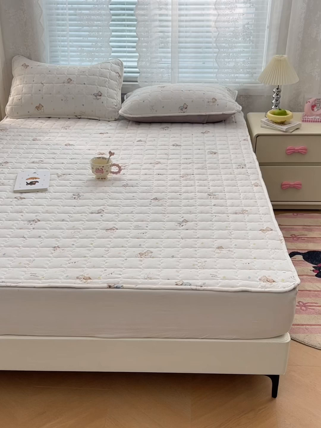 91家纺网 家纺一手货源 找家纺 梦舒羽 2025新款云感双层纱夹棉枕套宿舍单人枕芯套一对装加厚枕头套 假日小熊