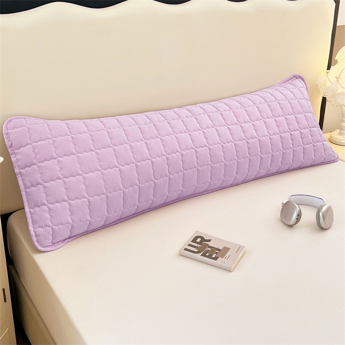 91家纺网 家纺一手货源 找家纺 梦舒羽 2025新款云感双层纱夹棉双人枕套情侣1.5m枕芯套1.8床加厚枕头套 暮山紫