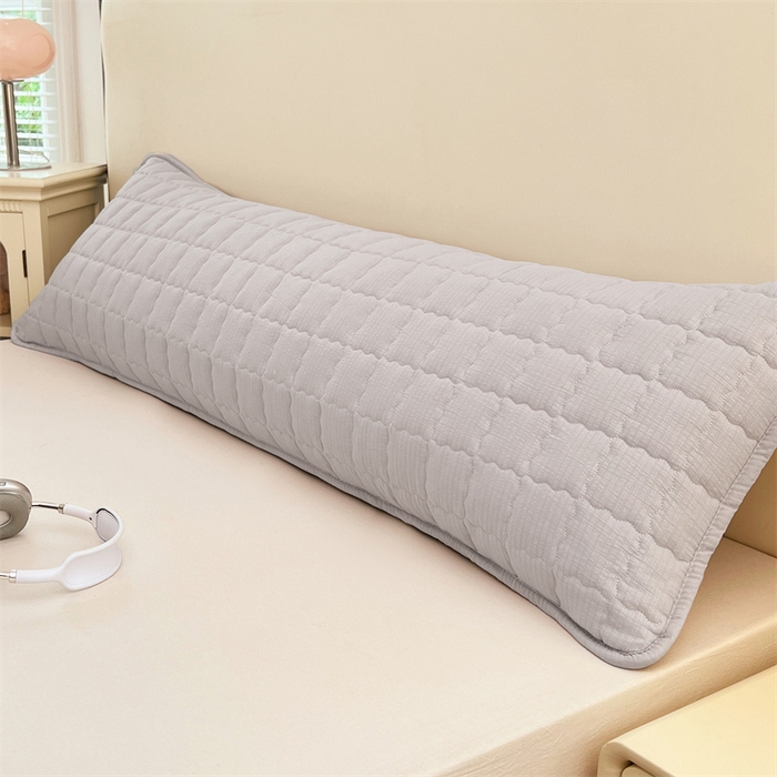 91家纺网 家纺一手货源 找家纺 梦舒羽 2025新款云感双层纱夹棉双人枕套情侣1.5m枕芯套1.8床加厚枕头套 梦境灰