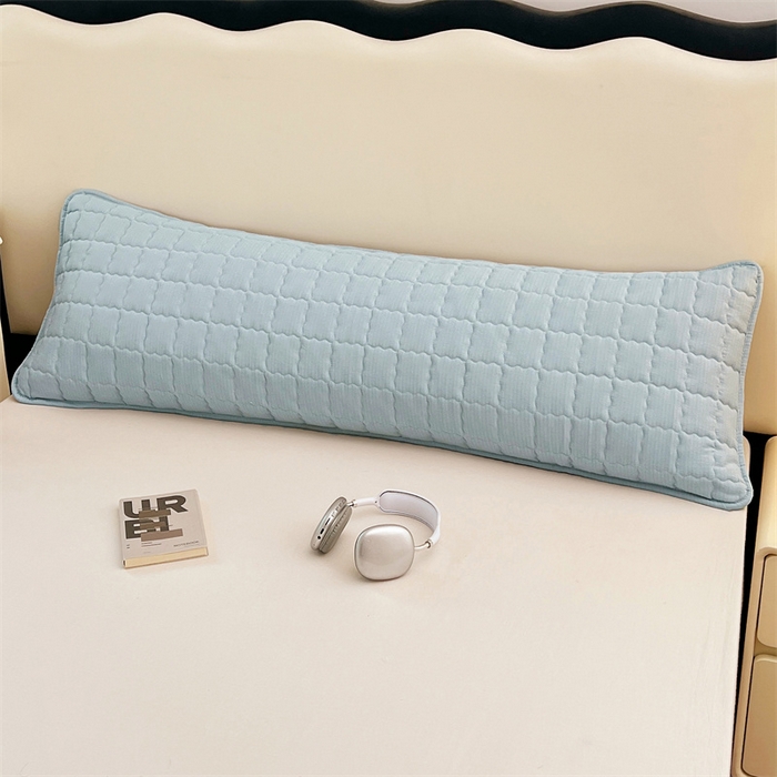 91家纺网 家纺一手货源 找家纺 梦舒羽 2025新款云感双层纱夹棉双人枕套情侣1.5m枕芯套1.8床加厚枕头套 夏日蓝