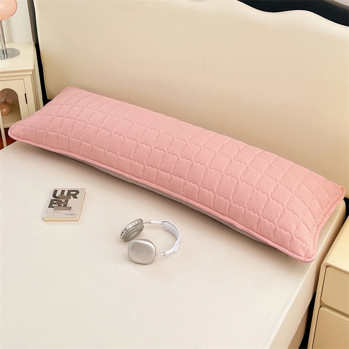 91家纺网 家纺一手货源 找家纺 梦舒羽 2025新款云感双层纱夹棉双人枕套情侣1.5m枕芯套1.8床加厚枕头套 告白粉