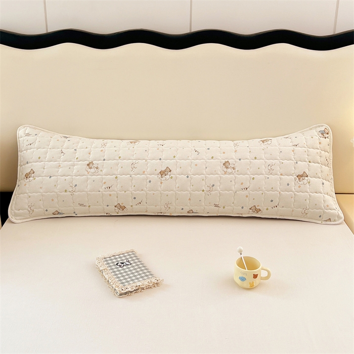 91家纺网 家纺一手货源 找家纺 梦舒羽 2025新款云感双层纱夹棉双人枕套情侣1.5m枕芯套1.8床加厚枕头套 假日小熊