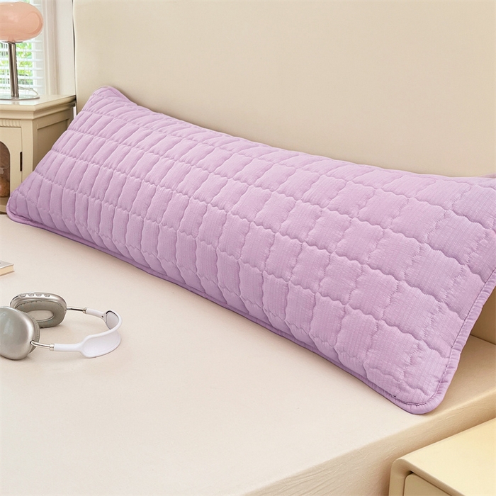 91家纺网 家纺一手货源 找家纺 梦舒羽 2025新款云感双层纱夹棉双人枕套情侣1.5m枕芯套1.8床加厚枕头套 暮山紫