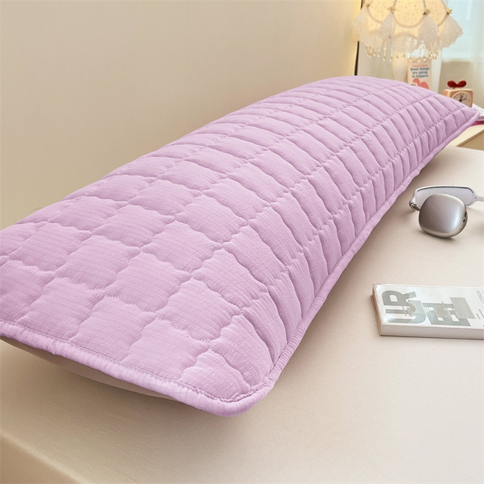 91家纺网 家纺一手货源 找家纺 梦舒羽 2025新款云感双层纱夹棉双人枕套情侣1.5m枕芯套1.8床加厚枕头套 暮山紫