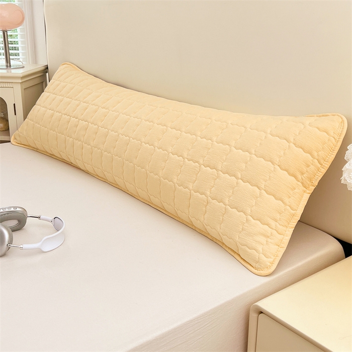 91家纺网 家纺一手货源 找家纺 梦舒羽 2025新款云感双层纱夹棉双人枕套情侣1.5m枕芯套1.8床加厚枕头套 奶酪黄