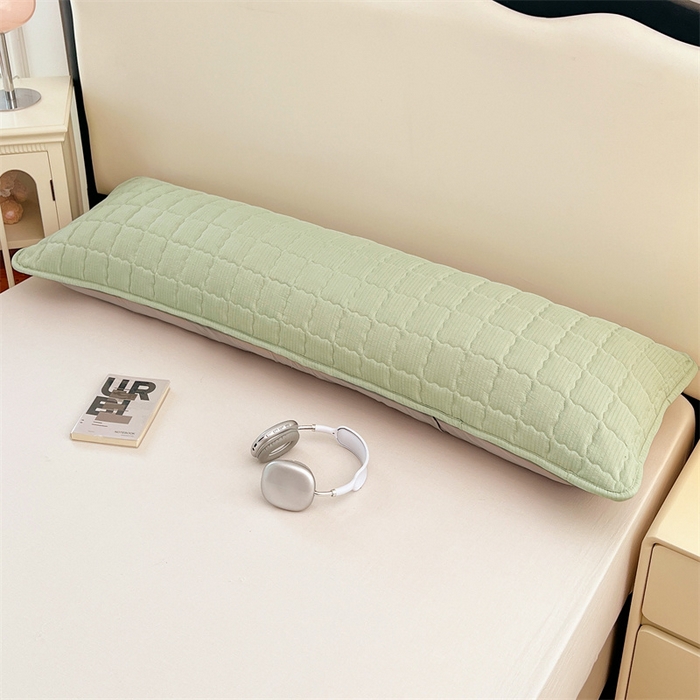 91家纺网 家纺一手货源 找家纺 梦舒羽 2025新款云感双层纱夹棉双人枕套情侣1.5m枕芯套1.8床加厚枕头套 抹茶绿