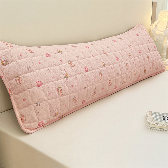 梦舒羽 2025新款云感双层纱夹棉双人枕套情侣1.5m枕芯套1.8床加厚枕头套 花田小兔