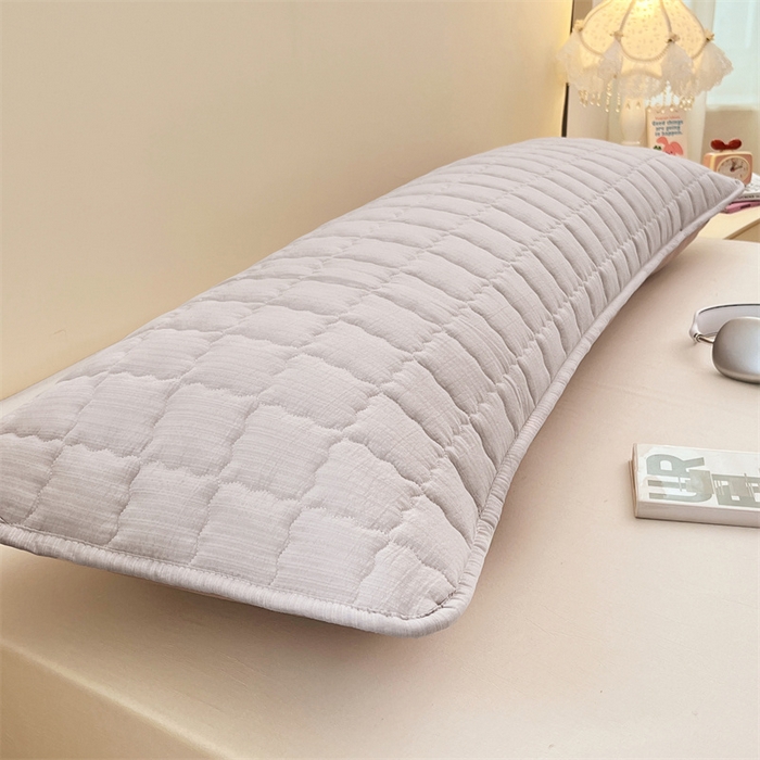 91家纺网 家纺一手货源 找家纺 梦舒羽 2025新款云感双层纱夹棉双人枕套情侣1.5m枕芯套1.8床加厚枕头套 梦境灰