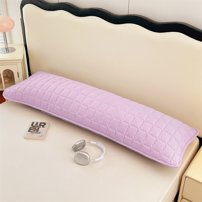 91家纺网 家纺一手货源 找家纺 梦舒羽 2025新款云感双层纱夹棉双人枕套情侣1.5m枕芯套1.8床加厚枕头套 暮山紫