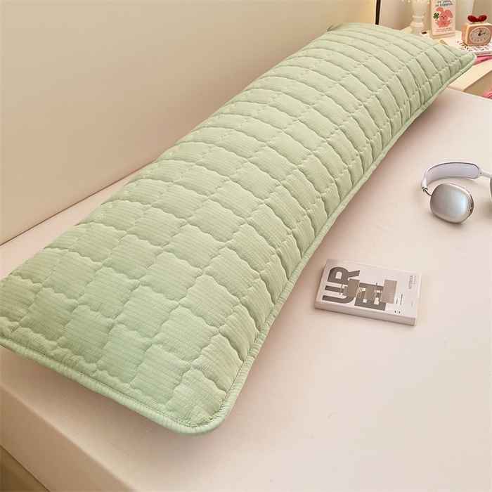 91家纺网 家纺一手货源 找家纺 梦舒羽 2025新款云感双层纱夹棉双人枕套情侣1.5m枕芯套1.8床加厚枕头套 抹茶绿