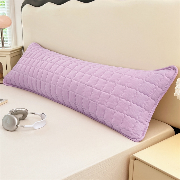 91家纺网 家纺一手货源 找家纺 梦舒羽 2025新款云感双层纱夹棉双人枕套情侣1.5m枕芯套1.8床加厚枕头套 暮山紫