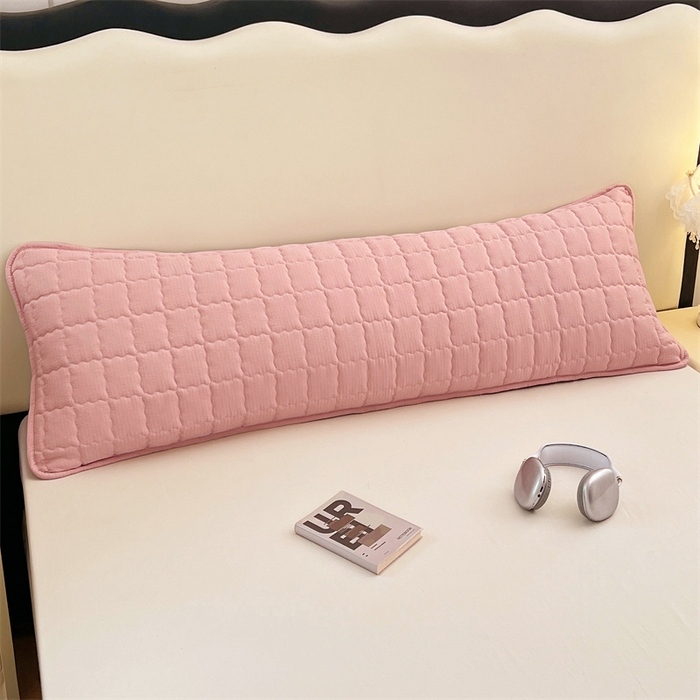 91家纺网 家纺一手货源 找家纺 梦舒羽 2025新款云感双层纱夹棉双人枕套情侣1.5m枕芯套1.8床加厚枕头套 告白粉