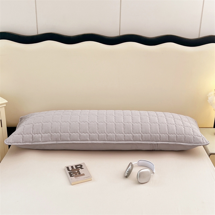 91家纺网 家纺一手货源 找家纺 梦舒羽 2025新款云感双层纱夹棉双人枕套情侣1.5m枕芯套1.8床加厚枕头套 梦境灰