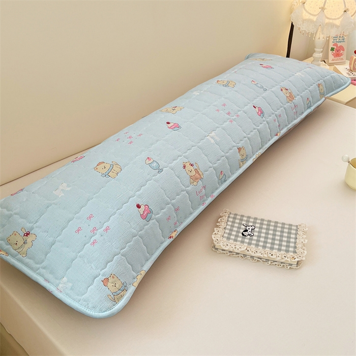 91家纺网 家纺一手货源 找家纺 梦舒羽 2025新款云感双层纱夹棉双人枕套情侣1.5m枕芯套1.8床加厚枕头套 甜心小狗