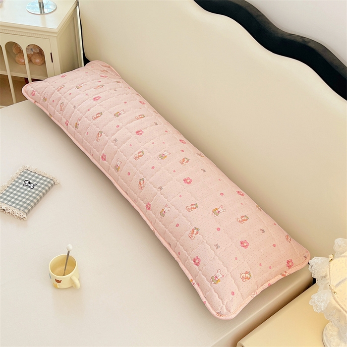 91家纺网 家纺一手货源 找家纺 梦舒羽 2025新款云感双层纱夹棉双人枕套情侣1.5m枕芯套1.8床加厚枕头套 花田小兔