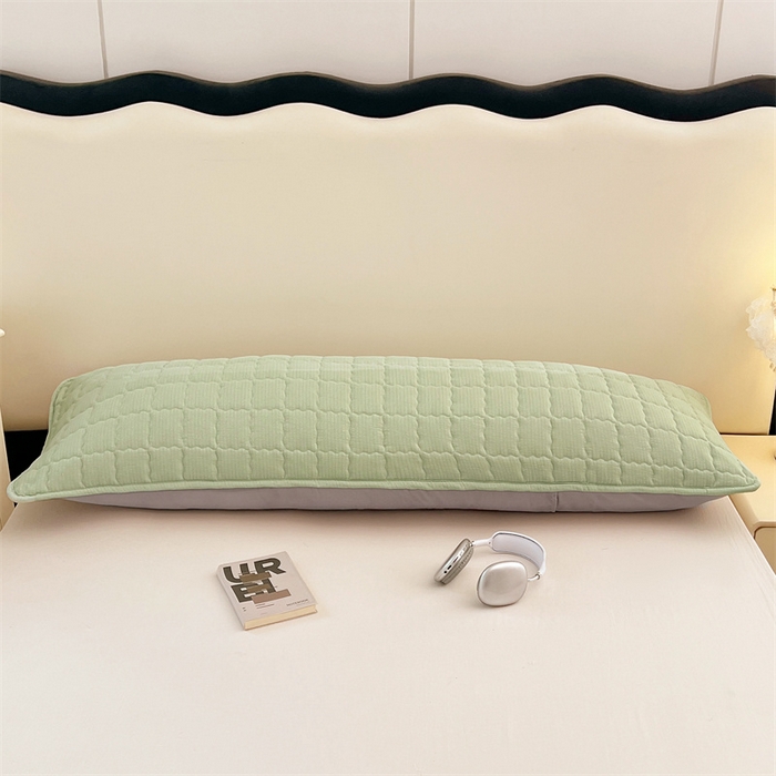 91家纺网 家纺一手货源 找家纺 梦舒羽 2025新款云感双层纱夹棉双人枕套情侣1.5m枕芯套1.8床加厚枕头套 抹茶绿