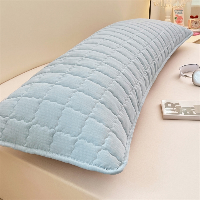 91家纺网 家纺一手货源 找家纺 梦舒羽 2025新款云感双层纱夹棉双人枕套情侣1.5m枕芯套1.8床加厚枕头套 夏日蓝